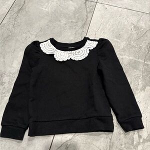 Janie and Jack Black Sweatshirt with White Lace Collar